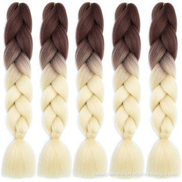 Synthetic braiding hair yaki ombre braiding pre stretched super jumbo hair crochet braids for african hair extension